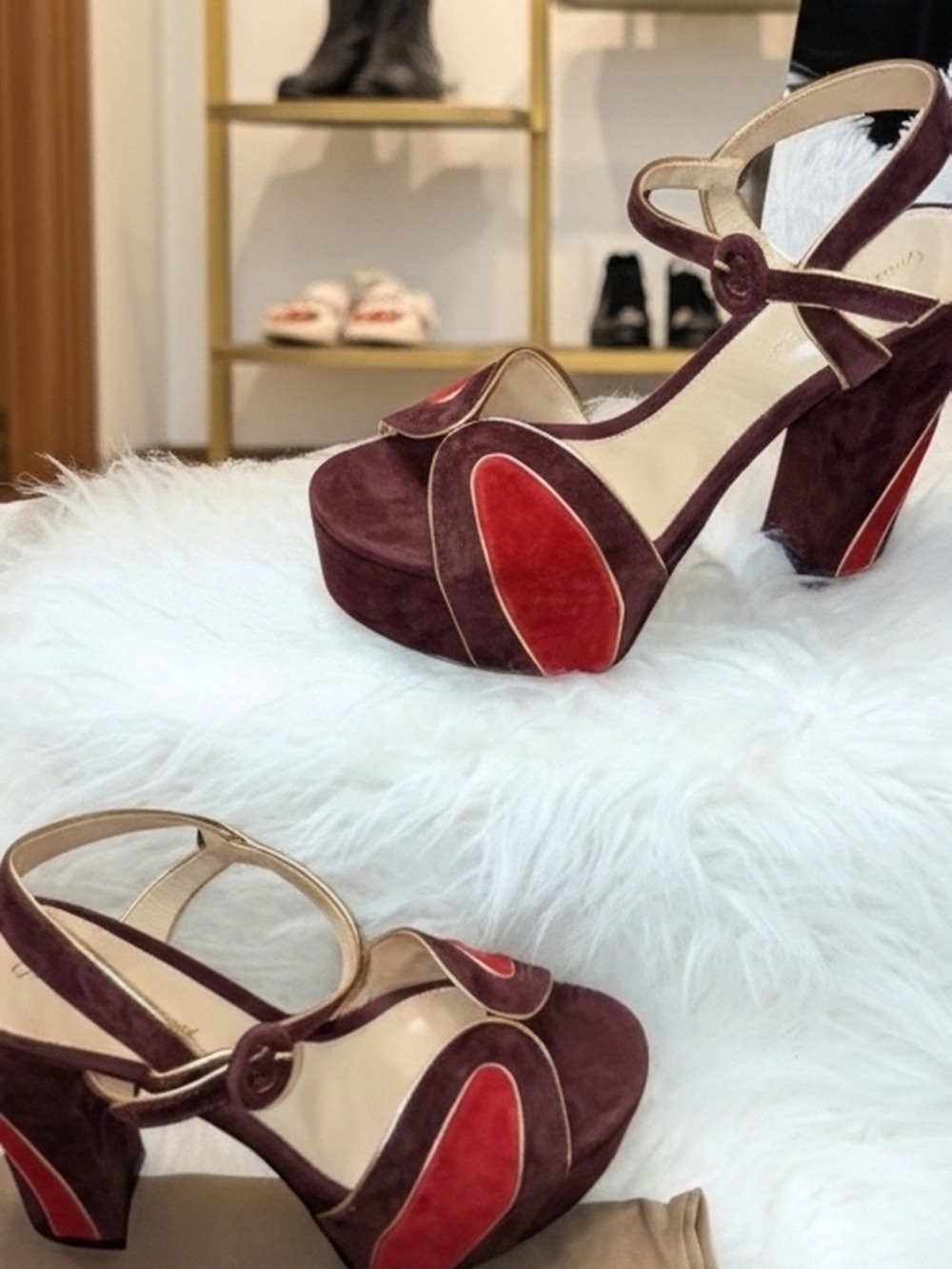 New Gianvito Rossi Tamara Brown and Red Suede Platform Sandals 37.5